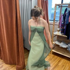 Y2K vintage Halter Green Dress